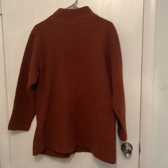 Eileen Fisher Teddy Burnt Orange Full Zip Collared Sweater Jacket Size Medium M - Picture 5 of 5